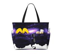 Uusnwaa Waterproof Sandproof Galaxy Space Art Print Large Beach Tote For Women, Foldable Lightweight Zipper Pool Travel Cruise Bag