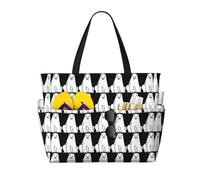 Uusnwaa Waterproof Sandproof Polar Bear Print Large Beach Tote For Women, Foldable Lightweight Zipper Pool Travel Cruise Bag