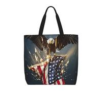 Uusnwaa Women North American Bald Eagle Print Tote Bag,Shoulder Handbag,Reusable Grocery Shopping Bag For Travel Work Beach
