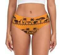 Uusnwaa Womens African Animals Print Underwear Super Stretchy Briefs Full Coverage Soft Panties(Regular & Plus Size) Black
