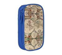 Uusnwaa World Map Retro Print Pencil Case,Oxford Cloth Pencil Bag Storage Pouch,Multifunctional Pencil Pouch with Compartmens