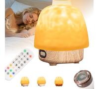 Uuxkgu Lunie Fire Lamp,lunie Oceanwave Lamp,Night Light & Bluetooth Noise Machine,Lampshade & Bluetooth Speaker & Remote Control & 16 Colors, Ocean Wave Projector Light with Speaker,360° Full-B