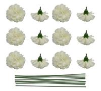 UUYYEO 30 Pcs Artificial Marigold Flower Heads Fake Diwali Flowers Halloween Faux Flowers Silk Marigolds with Stems Day of The Dead Decorations White