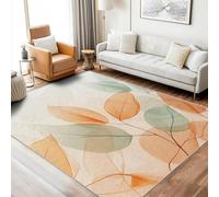 UUZEAI Abstract Lines Art Washable Area Rug, Indoor Non-Slip Minimalist Plant Leaf Pattern Low Pile Carpet for Living Room Bedroom Dinning Office, Modern Home Decor(90x120cm)
