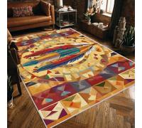 UUZEAI Aztec Southwestern Rugs for Living Room, Native American Tribal Feather Design Washable Non Slip Stain Resistant Carpet for Dining Room Bedroom Home Decor(90x120cm)