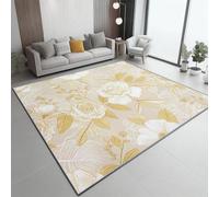 UUZEAI Botanical Leaf Floral Area Rug Washable for Living Room, Luxury Cream Rose Flowers Design Indoor Carpet for Girls Bedroom Dorm, Thin Non Slip Soft Yoga Mat(80x160cm)