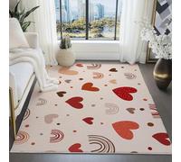 UUZEAI Heart Rainbow Kid Rugs for Nursery, Modern Graffiti Style Washable Non-Slip Soft Low Pile Non-Shedding Indoor Carpet for Living Room, Dorm, Bedroom, Children's Room Decor 60x110cm