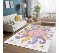 UUZEAI Living Room Rug 90 x 160 cm Celestial Design Abstract Colorful Sun Indoor Doormat Washable Non-Slip Play Mat for Children's Room Girls and Boys