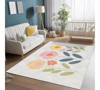 UUZEAI Minimalist Floral Rugs for Living Room Bedroom, Modern Simple Botanical Bloom Kids Carpet Soft Washable Non Slip Indoor Floor Mats, Flower Home Decor(160x230cm)