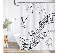 UUZEAI Shower Curtain 200 x 220 cm Black Note Piano Music Theme Waterproof Shower Curtains Washable Polyester Bath Curtain for Bathtub Bathroom with Rings