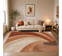 UUZEAI Terracotta Swirls Retro Rug 80x160 cm Washable, Modern Geometric Abstract Design Non-Slip Low-Pile Rugs for Living Room Bedroom Dining Room Home Office