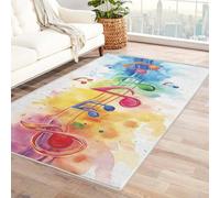 UUZEAI Watercolor Music Notes Design Non Slip Area Rugs for Living Room, Bedroom, Colorful Graffiti Musical Themed Carpet Home Decor, Washable Soft Low Pile Indoor Floor Mat 80x140cm