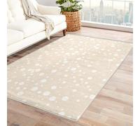 UUZEAI White Bubble Printed Bedroom Rugs for Kids, Beige Simple Style Circle Point, Modern Washable Carpet for Living Room Dining Office Non Slip Soft Indoor Floor Mat(80x140cm)