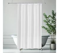 UUZEAI White Shower Curtain 200 x 200 cm Washable Bathtub Curtain with Hooks, Simple Solid Color Modern Waterproof Fabric Shower Curtains for Bathroom Decor