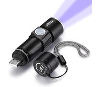 UV 365nm Flashlight USB Rechargeable DARKBEAM Ultraviolet led Light Blacklight Wood's lamp Portable 400nm Mini Detector for Dog/Cat Urine Pet Stains, Anti-counterfeiting Identification, Resin Curing
