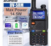 UV-5RM 3800mAh Battery USB-C 10W Baofeng Walkie Talkie FM Four Band Wirless Copy Frequency 999CH AM Two Way Radios Update UV-5R Standard Package
