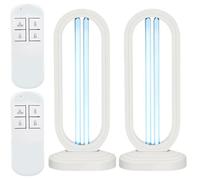 UV Bed Bugs Light Sanitizer, UVC Lamp Dust Mites and Mold Removal with Remote Control, 38W 110V Light Sanitizer for Home Room Office (White 2PCS)