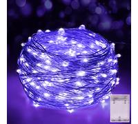 UV Black Fairy Light String - 16.4FT LED Battery Operated Flexible Blacklight Fixtures, Copper Wire Starry for Glow Party, Body Paint, Halloween Decor