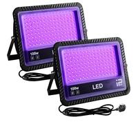 UV Black Light 100W, Indmird 385-400nm UV Flood Light Outdoor IP66 Waterproof Led Blacklight with Plug Ultraviolet Floodlight for Glow Party, Stage, Disco, Club, Aquarium, Halloween, Christmas