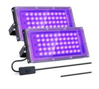 UV Black Light 50W 100W 150W Outdoor LED Flood Black Light 395nm For Disco Glow Party Stage for DIY Enclosures(2 Pack 50W)