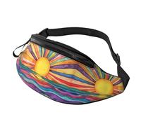 UV Blacklight Reactive Unisex Crossbody Waist Pack Rainbow Sun Adjustable Waist Fanny Pack Sun Black Light Trendy Printed Crossbody Bag Students - Trendy Hands-Free Bag for Campus Life 14X35CM