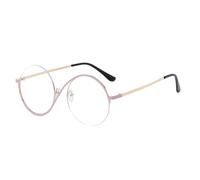 UV Block Eyeglass, UV Protection Sunglasses,Stylish UV Protection Sunglasses for Men - Fashionable semi-worlds retro glasses for daily outings, Gold Frame Circle Pink Frame Anti-blue Frame, Se
