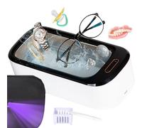 UV-C Ultrasonic Jewellery Cleaner, 550ml 46KHz Power, Professional Sterilizer Machine, Portable Timer, Ultrasonic Retainer Cleaner for Cleaning Glasses, Dentures, Aligner, Mouth Guard, Toothbrush Head