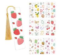 UV DTF Bookmark Wraps Stickers - 16 Sheets Fruit Rub On Transfers Stickers Cute Acrylic Bookmarks Ghost Butterfly Strawberry Flower Waterproof Decals DIY Blank Bookmarks Crafts for Book Lover