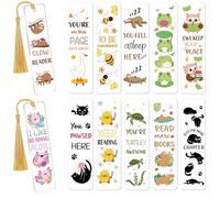 UV DTF Bookmark Wraps Stickers - 24 Sheets Animal Rub On Transfers Stickers Cute Acrylic Bookmarks Cute Bee Cat Frog Double Sided Printing Waterproof Decals DIY Blank Bookmarks Crafts for Book Lover