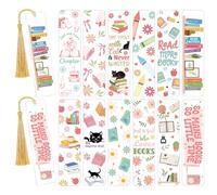 UV DTF Bookmark Wraps Stickers - 24 Sheets Flower Acrylic Bookmarks Transfers Stickers Book Cat Flower Rub On Transfer Double Sided Waterproof Decals for Book Lover DIY Blank Bookmarks