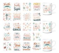UV DTF Cup Wrap Stickers, 20 Sheet Boho Bible Verse UV DTF Transfer Stickers, Waterproof DIY Decals for Glass Mug Water Bottle, Leaf Daisy Butterfly Design