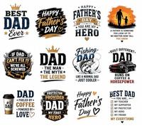 UV DTF Cup Wrap Transfer Stickers, Father's Day Theme, 2.5x2.5 Inch, Waterproof Decals for Mugs, Pack of 12