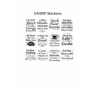 UV DTF Cup Wrap Transfer Stickers, Funny Quote Decals, 2.5x2.5 Inch, Waterproof, for Mugs and Water Bottles, Pack of 12
