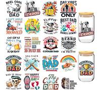 UV DTF Cup Wraps - 20 Sheets Happy Father Day UV DTF Cup Wraps for 16 oz Glass, Funny Humorous Uvdtf Transfer Stickers for Dad Gift, Laptop, Mobile Phone Case, Skateboard DIY Crafts Stickers