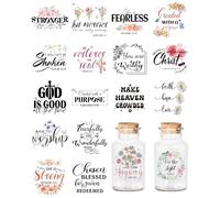 UV DTF Cup Wraps Stickers - 20 Sheet Christian Rub On Transfer Stickers Bible Verse Flowers Butterfly Cross for Girls Women 16 Oz Glass Cups Mug Creative Design DIY Gifts Crafts Office Decor