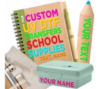 UV DTF Decals for Personalization of All Smooth Surfaces - Transfer Stickers for Custom School Supplies, Bottles, Lunch Boxes, Lockers, Rulers, Backpacks, Name Tags
