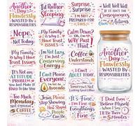 UV DTF Rub on Transfer Stickers - UV DTF Cup Wraps, Colorful Humorous Theme UVDTF Wraps, Waterproof Rub on Decals for Glass Cups Mug Tumbler, DIY Transfer Crafts (Funny Sarcastic)