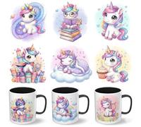 UV DTF Rub on Transfer Stickers - UV DTF Cup Wraps, Colorful Humorous Theme UVDTF Wraps, Waterproof Rub on Decals for Glass Cups Mug Tumbler, DIY Transfer Crafts (Unicorn Pattern)