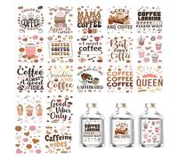UV DTF Wraps Coffee Stickers - 20 Pcs Rub On Transfers Decal UV DTF Cup Wrap PVC Waterproof Coffee Cups Drink Stickers Decals for DIY Furniture Crafts Waterproof Decals for DIY Your Holiday Presents