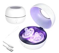UV Dummy Steriliser Portable, 3 Minutes Rapid Pacifier Sanitiser with 4 UV Lights, Rechargeable Baby Steriliser Box for Travel, Kills 99.99% Germs, 500mAh Battery Compatible with Dummies and Teethers