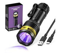 UV Flashlight Black Light USB Rechargeable 395nm Blacklight Mini, Wood's Lamp Portable Handheld Powerful LED Ultraviolet Lights Flashlights, for Resin Curing, Uranium Glass, Pet Dog Urine Detection