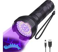 UV Flashlights 51 LED 365-395nm Black Light Flashlite, Rechargeable Blacklight for Pet Urine Detection,Resin Curing,Dry Stains,Bed Bug,Scorpion, Dog/Cat Urine Detector Light Match with Odor Eliminator