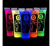 UV Glow Neon Face and Body Paint 10ml - Set of 5 Tubes - Fluorescent