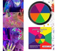 UV Glow Neon Face Body Paint Halloween Makeup, Professional 6 Color Face Paint,Bright Colour Face Paint Glow In UV,Oil Based Face Painting Palette for Art Theater Party Cosplay Clown Corpse Paint SFX