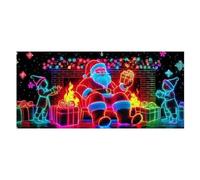 UV Glow Santa Garage Door Cover - 13x6ft UV Fluorescent Festive Decoration, 400x180cm Garage Backdrop Decoration,for Home Decorators Party Hosts Family Gatherings Winter Festivities Garden Yard