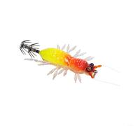 UV Glow Squid Jig EGI Lure 5.5cm 8.9g Slow Sinking with Rattling Beads, Realistic Shrimp Soft Legs for Night Sea Fishing, Octopus Bait(2# Orange)