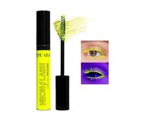UV Glow Yellow Mascara, Rainbow Color Fluorescence, Neon Colorful Mascara Waterproof, Extensions Eyelashes Curling Lengthening Eye Lashes Halloween Festival Party Stage Use (Yellow)