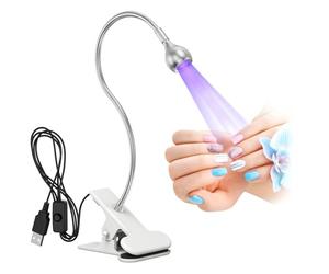 UV Glue Curing Lamp, AISEELY Nail Dryer LED Nail Lamp, 3W USB Glue Lamp Ultraviolet Violet Light with Clip and Switch, for Mobile Phone and Circuit Board Repair (Silver)