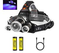 UV Headlamp, LED Head Torch with Ultraviolet Light Blacklight Headlight Rechargeable 395-400nm for Art, Night Fishing, Rock Hounds, Scorpions, Auto Oil HVAC Leaks, Pet Urine Stains(White + UV)