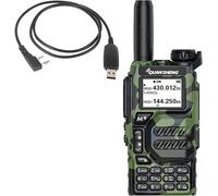 UV K5 Quansheng VHF UHF Dual-Band Walkie Talkie Portable Radio AM FM Two Way Radio FM 200 Channel DTMF Wireless Long Range Radio Receiver Green Camouflage W/USB Programming Cable